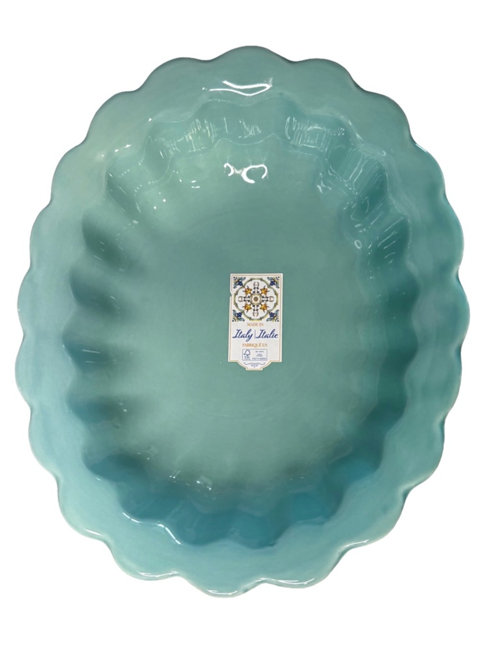MAIOLICHE JESSICA NWT ceramic  scalloped serving bowl -blue -10Lx8W